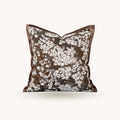 brown embroidered floral pillow cover with botanical design
