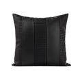 Obsidian black PU leather woven panel 18x18 pillow cover