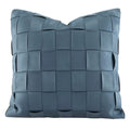 Close-up of the Harbor blue basket weave 18x18 pillow cover texture