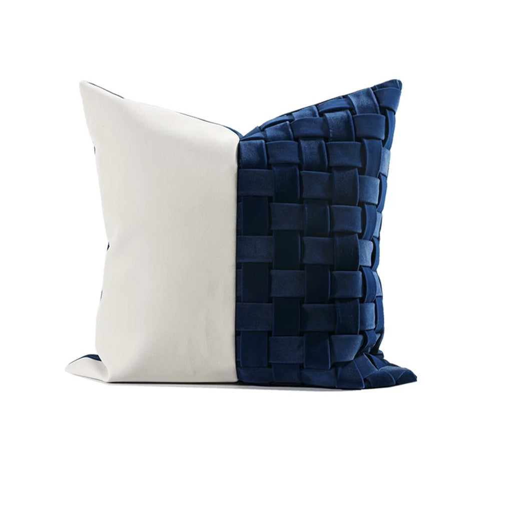 Fjord blue plaid 18x18 woven pillow cover