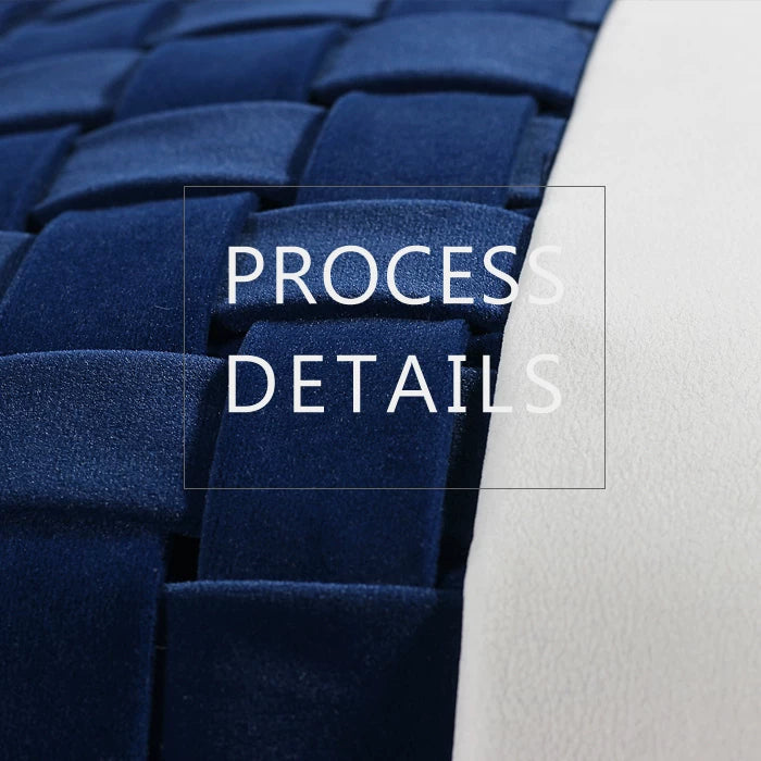 Close-up of the Fjord blue plaid woven pillow cover texture