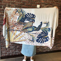 Tropic oversized 35x71 botanical beach towel fully unfolded