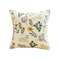 Botanical floral throw pillow cover with wildflower pattern on neutral fabric