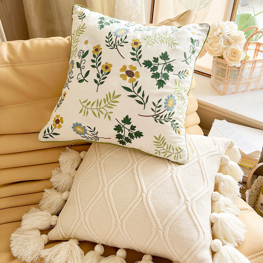 Nature inspired floral throw pillow cover for couch decoration