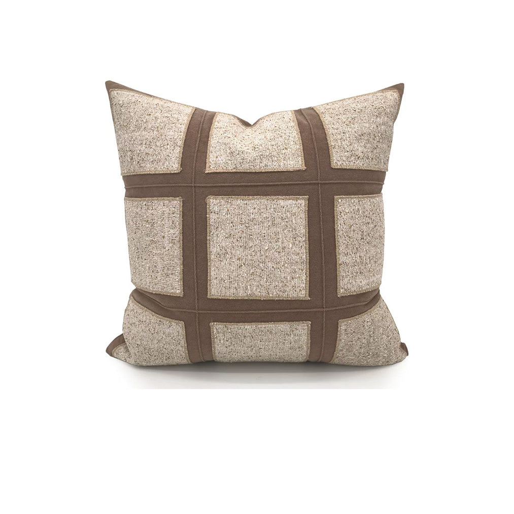 Lattice brown and beige geometric checkered 18x18 pillow cover