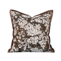 brown embroidered floral pillow cover with botanical design