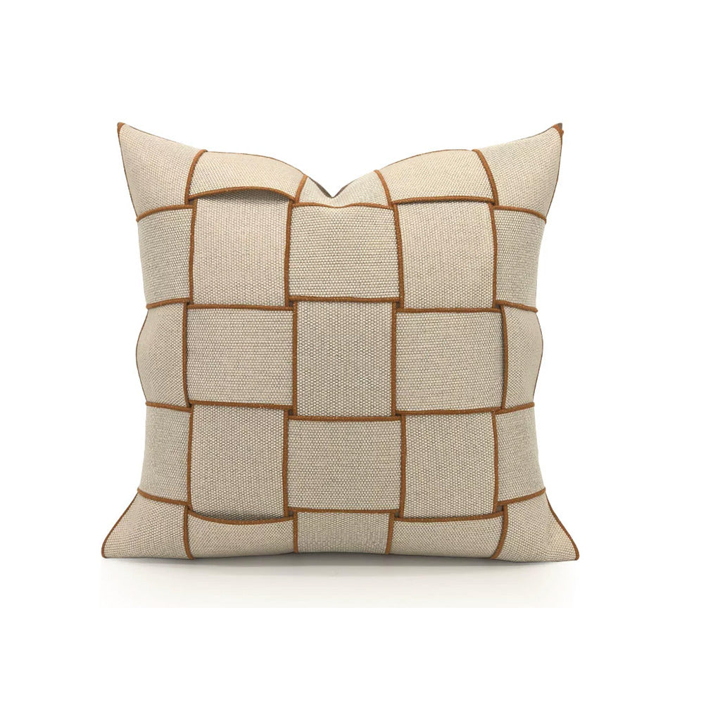 Mosaic brown plaid patchwork 20x20 pillow cover
