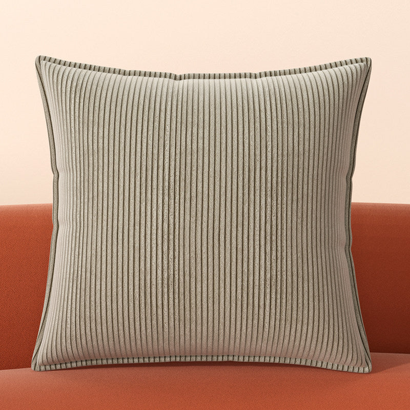 Neutral Ridge ribbed pillow cover in a Scandinavian-style room