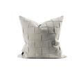 Cream woven pillow cover with dimensional basket weave pattern