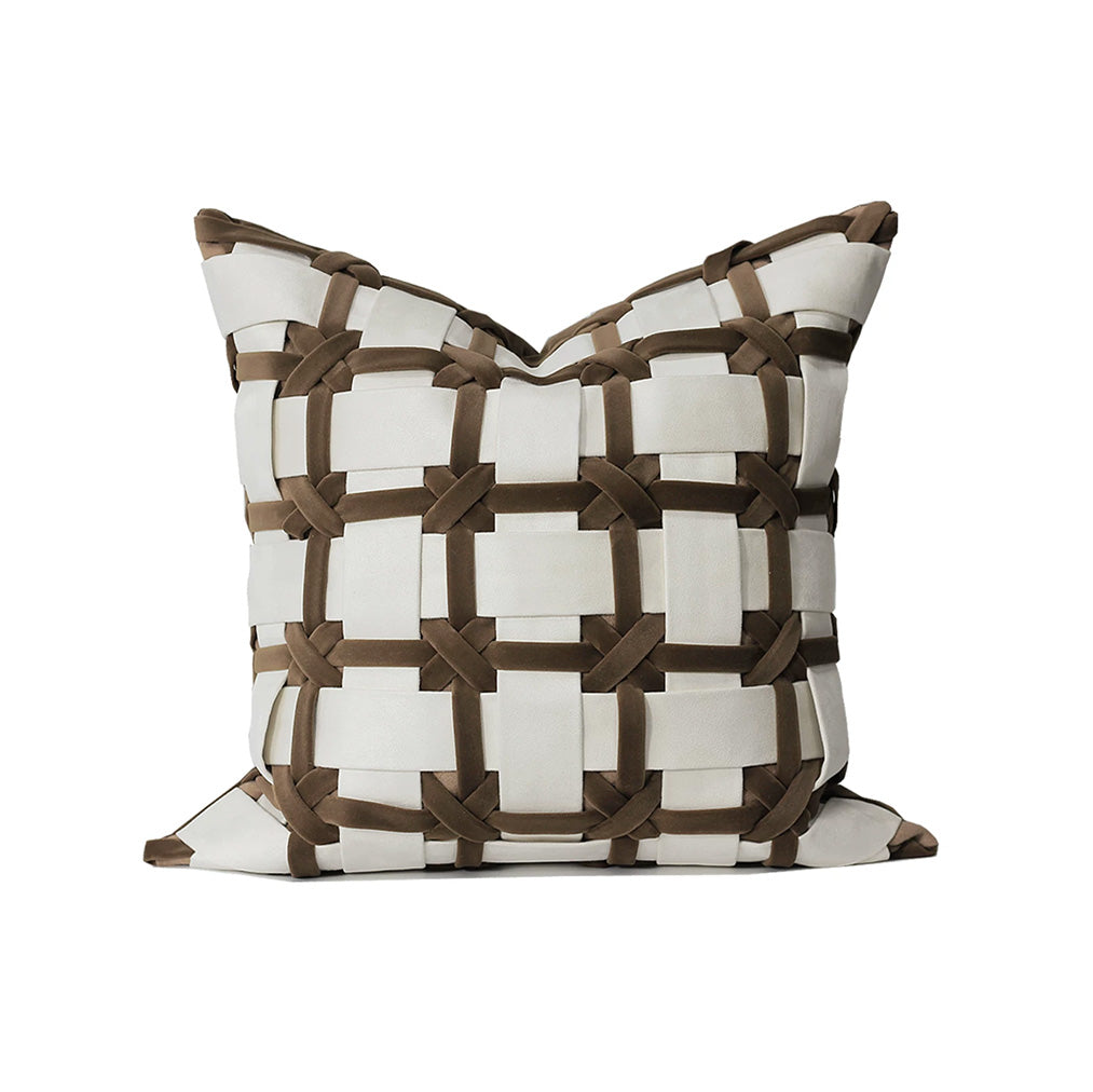 Latte cream and coffee basket weave 20x20 pillow cover