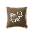 Thread brown embroidered dog pillow cover with white stitched motif