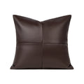 Cacao dark brown PU leather woven 19x19 pillow cover