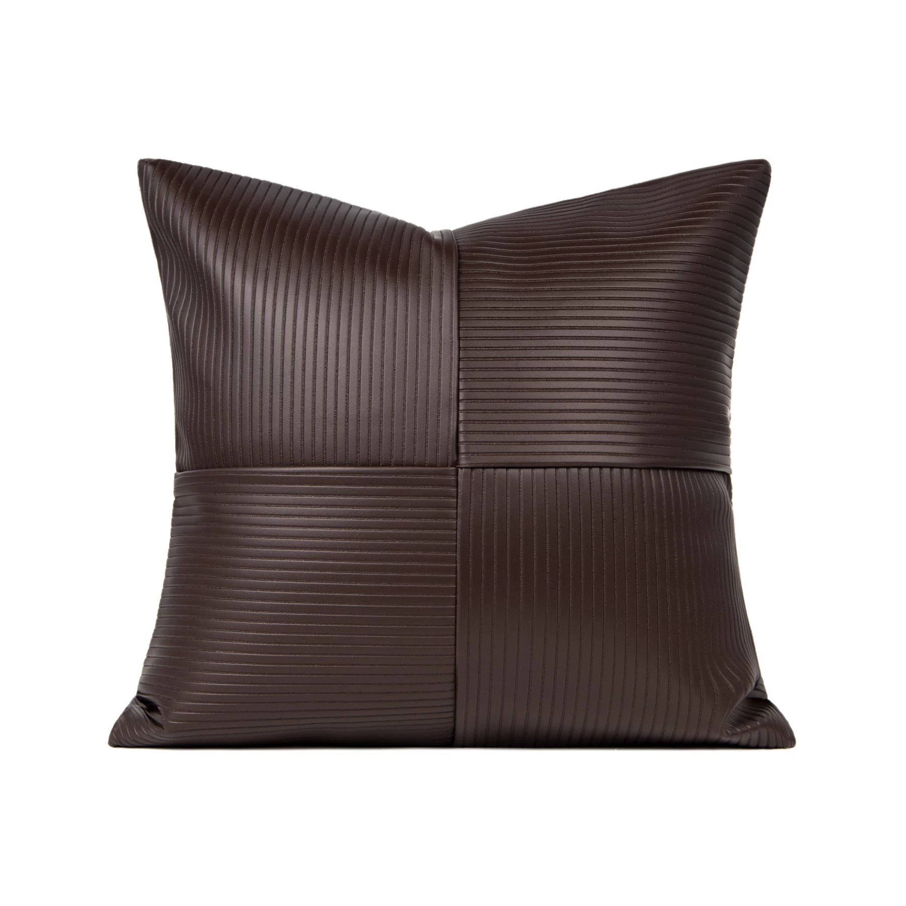 Cacao dark brown PU leather woven 19x19 pillow cover
