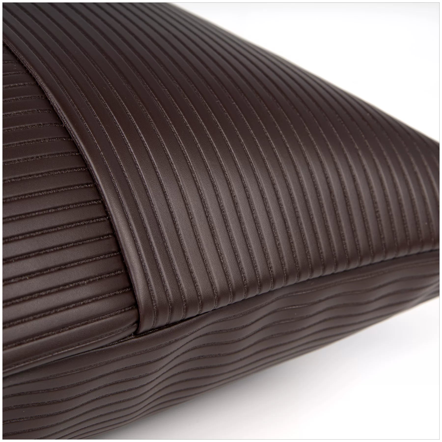 Close-up of the Cacao dark brown PU leather weave texture