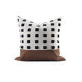 Domino black white and brown geometric patchwork 18x18 pillow cover