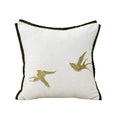 embroidered bird pillow cover with green trim