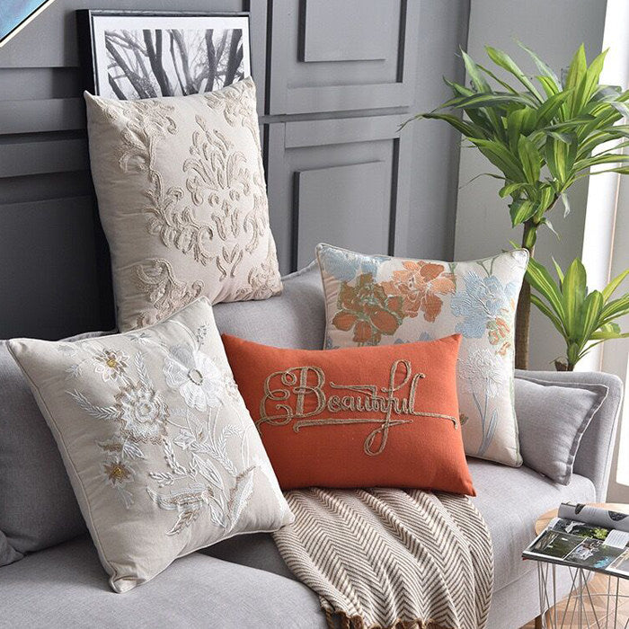 Detailed view of the Bouquet oversized floral stitching
