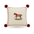 Full front product view of Redbrook embroidered horse pillow cover on a white background