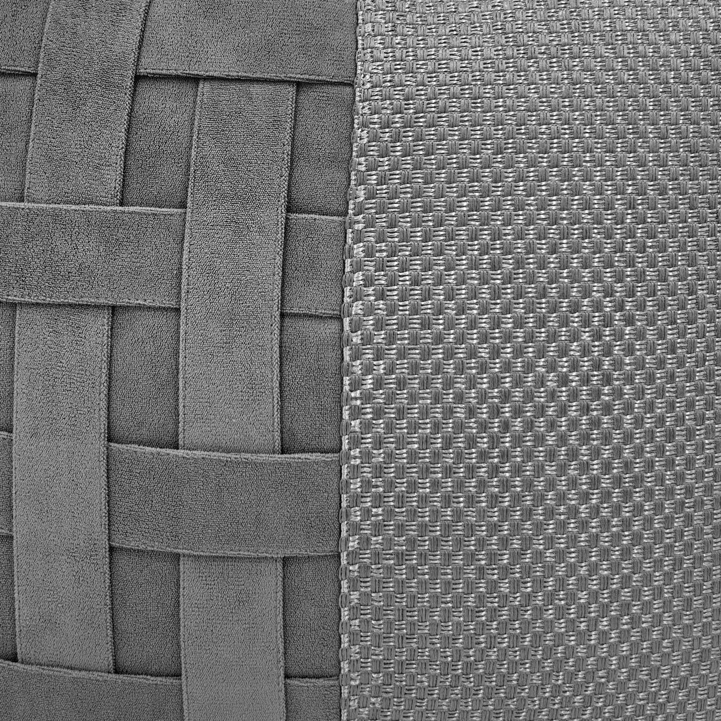 Close-up of the Ash gray basket weave pillow cover texture