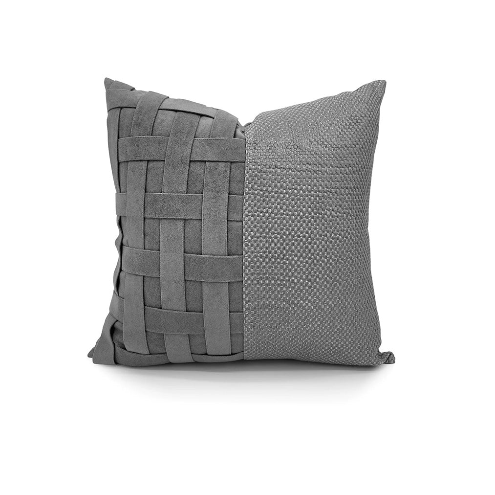 Ash gray basket weave 20x20 pillow cover with woven texture
