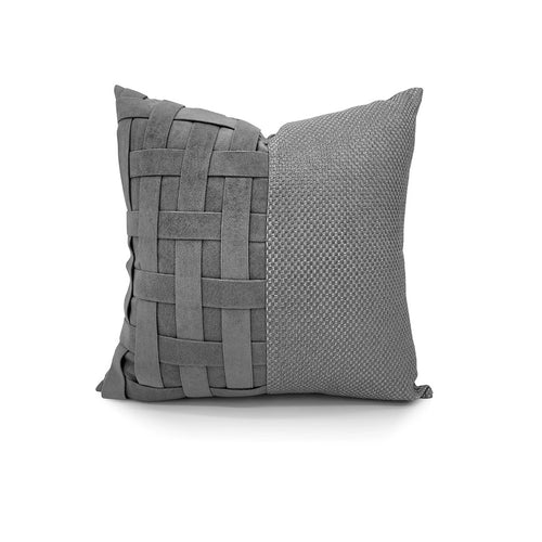 Ash gray basket weave 20x20 pillow cover with woven texture