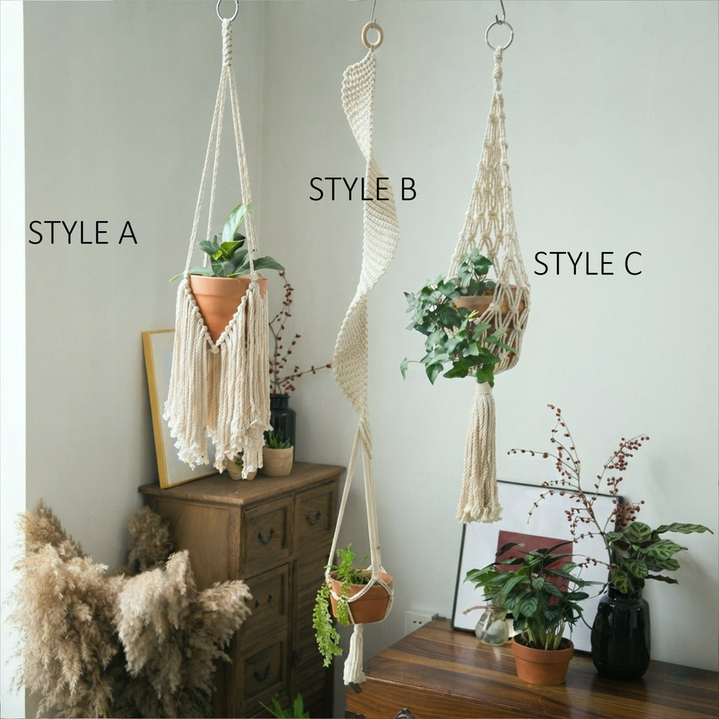 Canopy cotton macrame plant hanger in natural cream