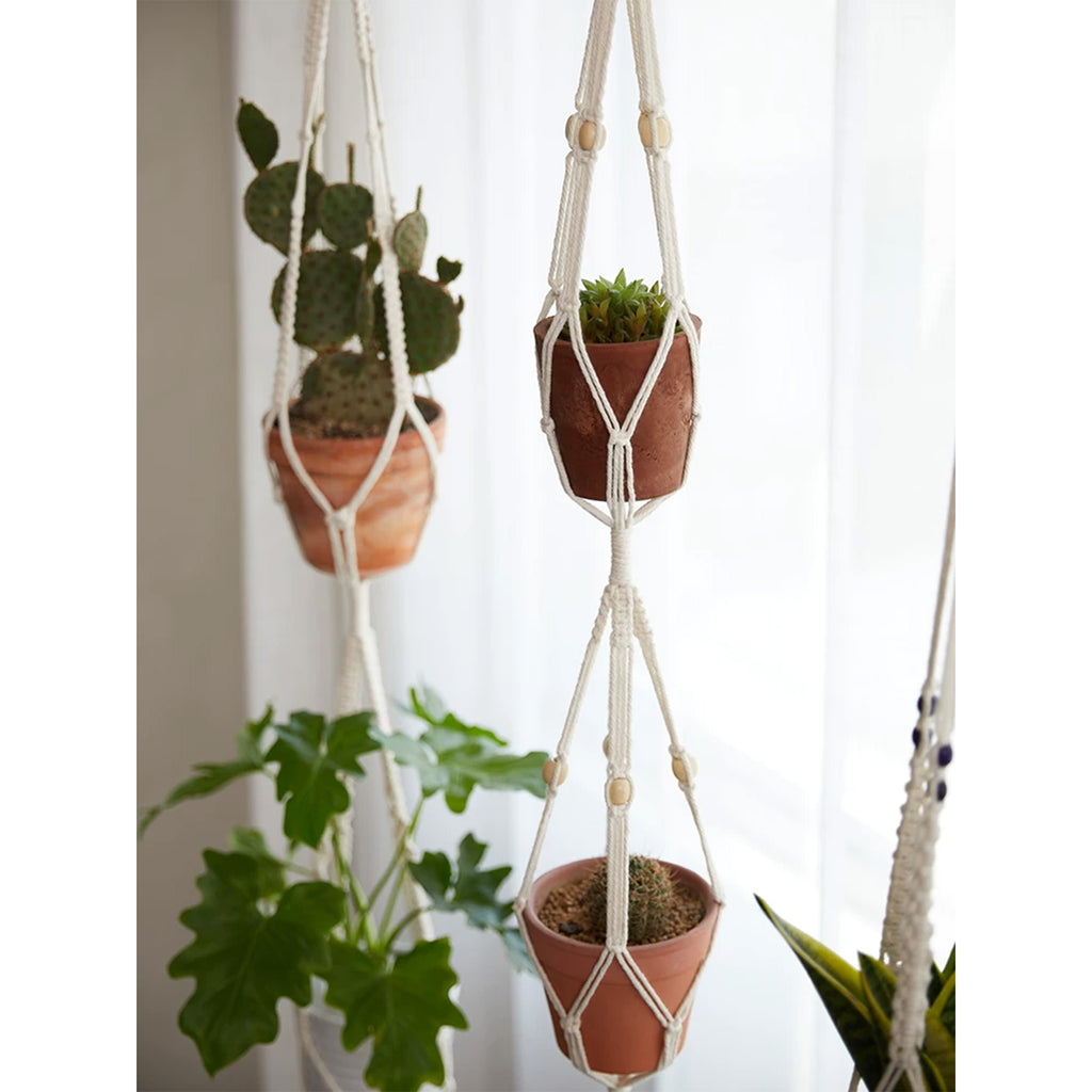 Cascade compact spiral twist plant hanger with beads