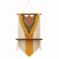   Chromia Style A macrame wall shelf in cream, mustard, sage and terracotta tones