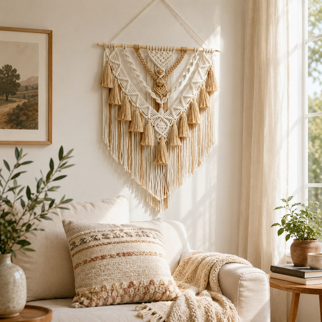 Dunevale cotton wall hanging displayed above a wooden console
