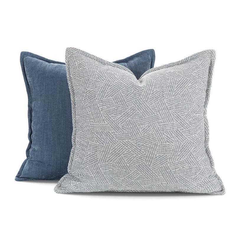 Detailed view of the Lagoon blue woven pillow cover
