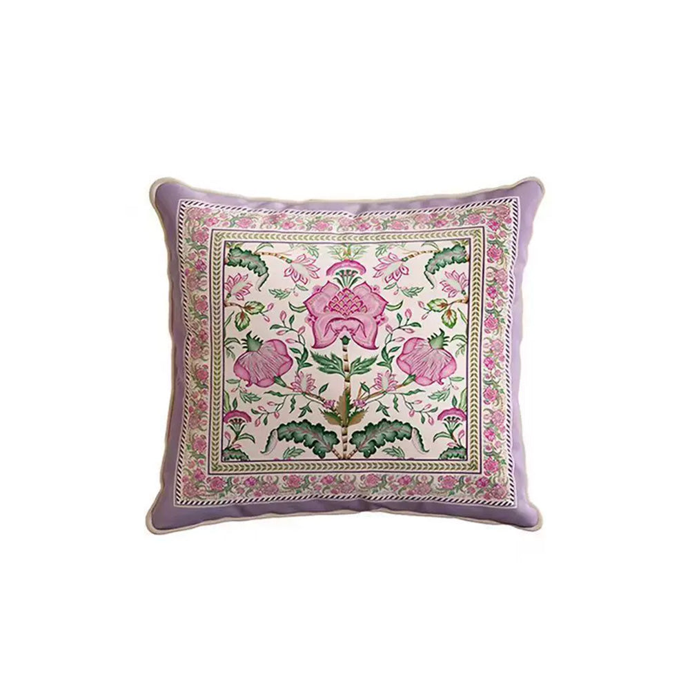 Trellis Style A pink botanical panel cotton pillow cover