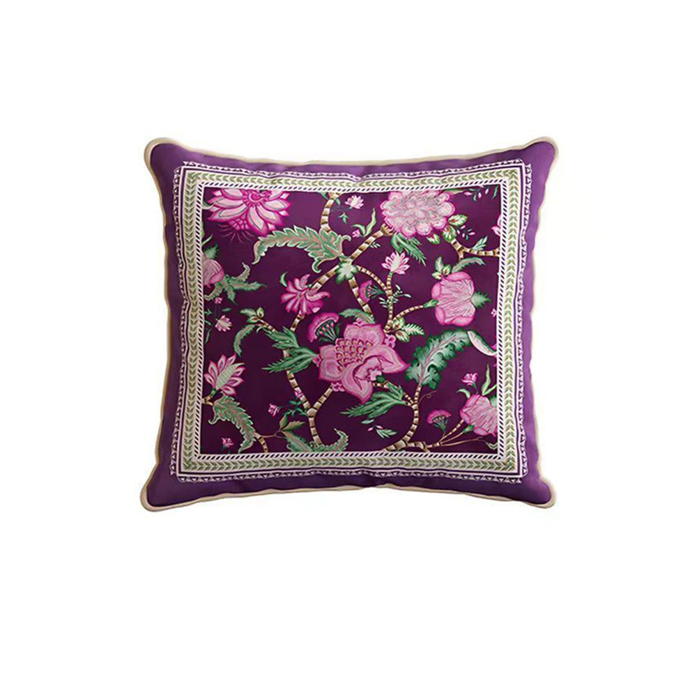 Trellis Style C purple floral garden cotton pillow cover