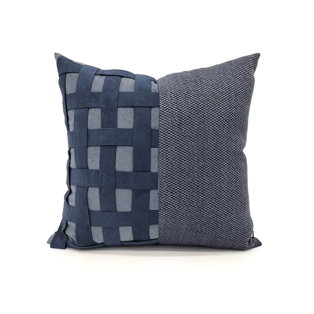 Tide slate blue basket weave pillow cover with textured woven fabric