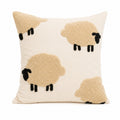 Tufted sheep decorative throw pillow cover with textured boucle appliqué