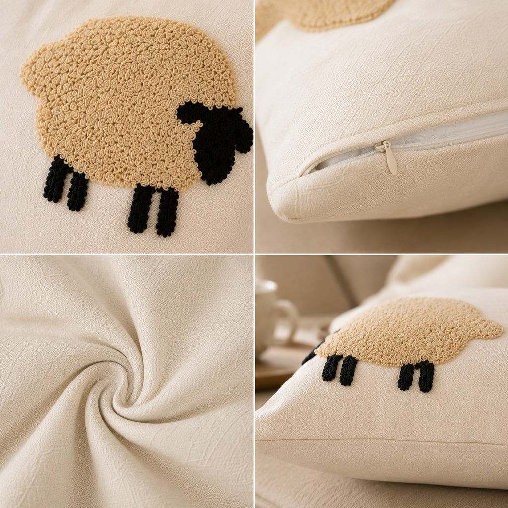 Close-up of tufted sheep texture and soft fabric