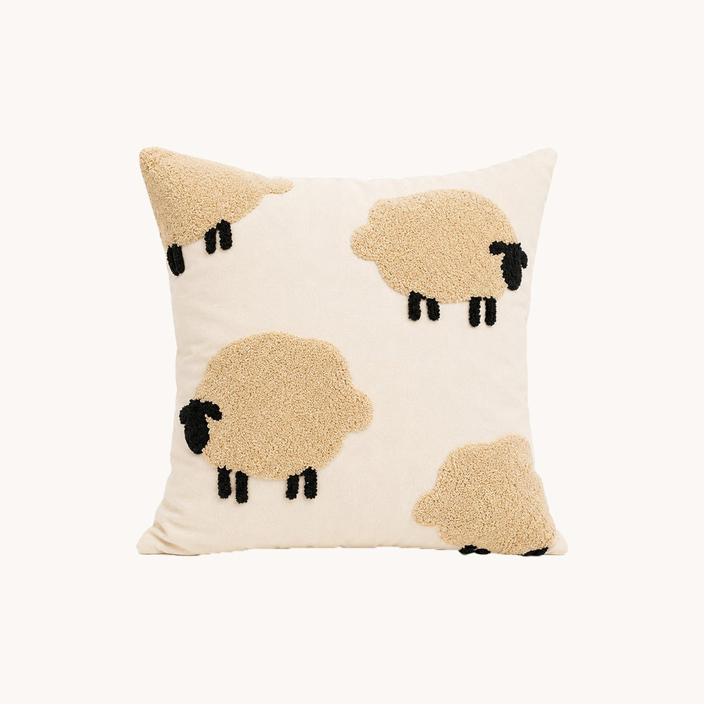 Tufted Sheep Throw Pillow Cover | Cozy Farmhouse Decorative Cushion Cover for Sofa Bed Living Room