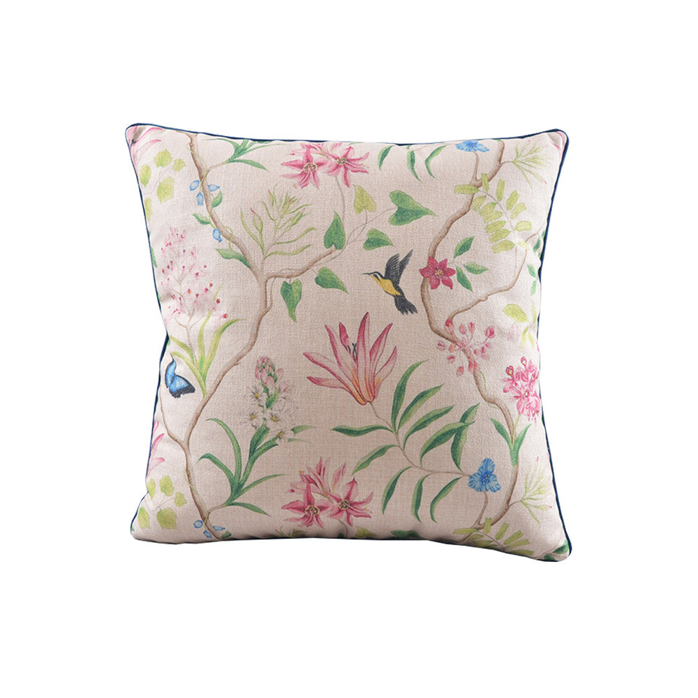 Gardenflight hummingbird wildflower cotton-linen pillow cover