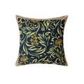 Vine dark green botanical pillow cover with pale scrolling leaves and small flowers