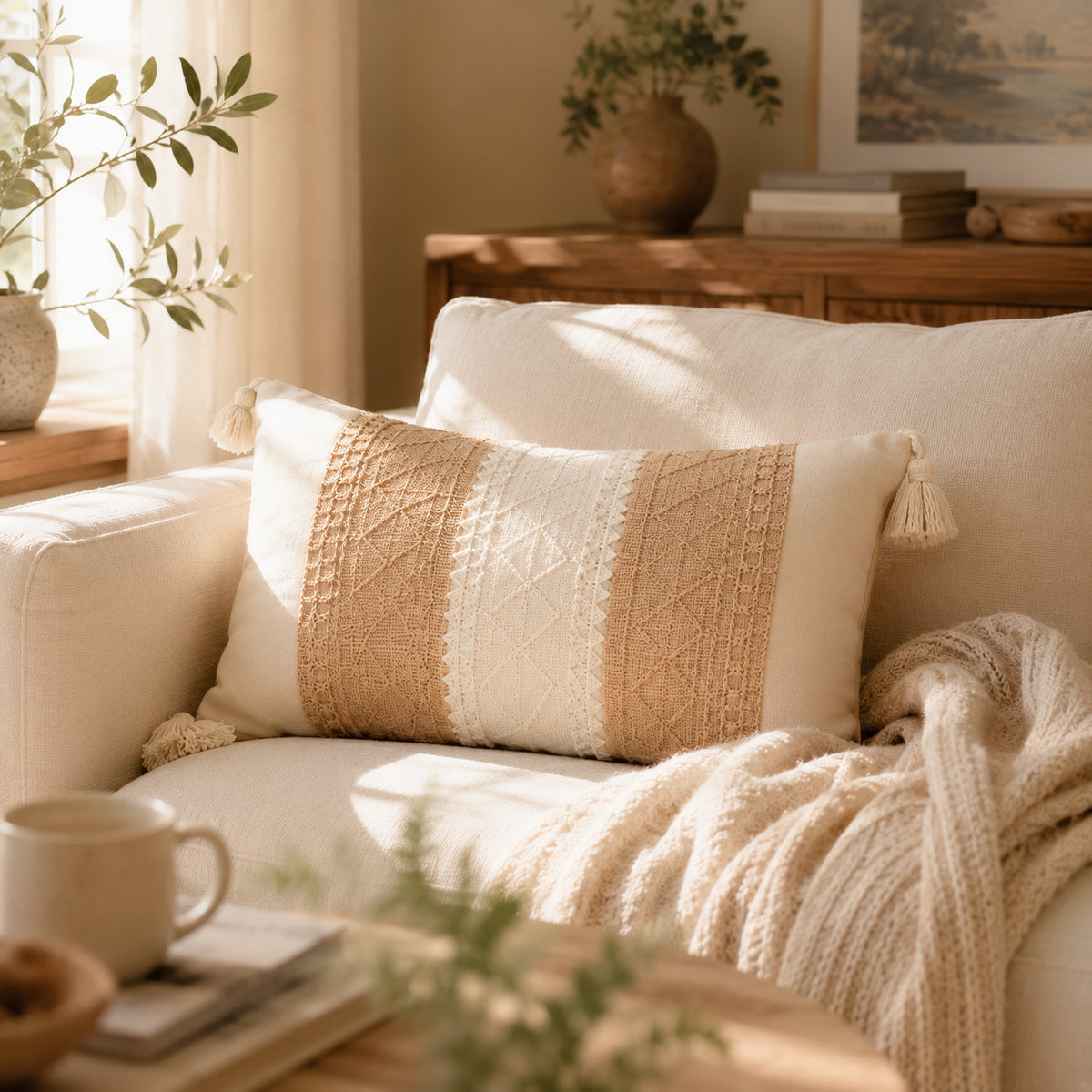 Textile placed naturally in a home