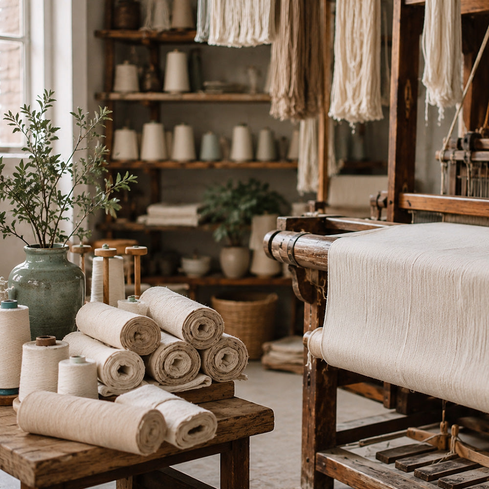 Textile workshop and material samples