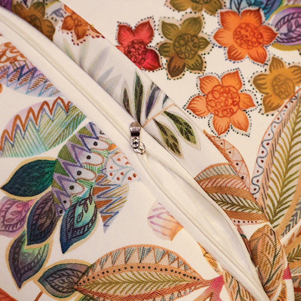 Hidden zipper on Verdure tropical chenille pillow cover