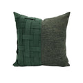 Evergreen forest green basket weave pillow cover with woven texture