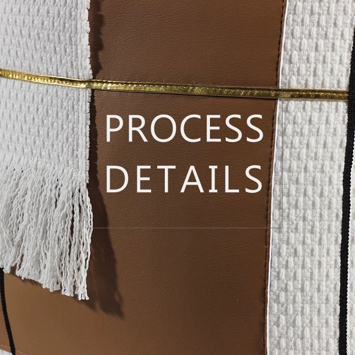 Close-up of the Mesa pieced rust cream and gray patchwork panels