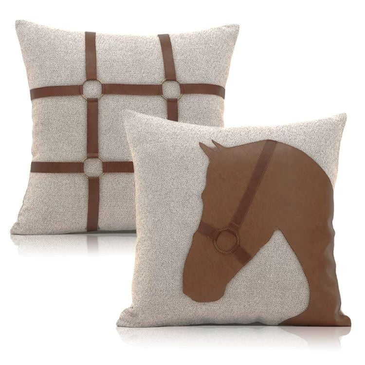 Close-up of the Mustang distressed brown horse graphic
